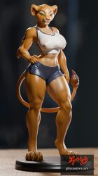 1girls 3d 3d_(artwork) 3d_model 3d_render adult anthro big_breasts blush body breasts cute detailed eyes facing_viewer female figure figurine fluffy full_body fur furry gibly gym gym_clothes gym_uniform large_breasts lion lioness mature milf nala nala_(the_lion_king) navel patreon patreon_username real_figurine seductive sexy shorts slim smiling standing sweat tagme tail tank_top the_lion_king tuft voluptuous