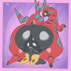 1:1 2026 2_horns anthro anthro_on_anthro anthrofied arthropod artist_name ass backsack balls balls_on_face big_balls big_butt black_balls black_body black_eyes black_perineum black_skin blue_body blue_markings blue_skin border canid canine canis colored dated digital_drawing_(artwork) digital_media_(artwork) duo english_text erection facesitting femboy foreskin frumples generation_4_pokemon generation_5_pokemon genital_raphe genitals glistening glistening_balls glistening_body glistening_butt glistening_eyes glistening_genitalia glistening_legs glistening_perineum glistening_skin glistening_thighs hi_res horn huge_balls huge_butt huge_thighs humanoid_genitalia humanoid_penis insects larger_anthro larger_male lucario lying male male/male mammal markings multicolored_body multicolored_skin nintendo nude on_back one_eye_closed onomatopoeia open_mouth outline penile penis perineum pokemon pokemon_(species) pokemorph pupils purple_background purple_border raphe_(anatomy) rear_view red_eyes red_tail scolipede scrotal_raphe shaded shiny_lucario shiny_pokemon shiny_scolipede signature simple_background sitting_on_another size_difference small_tail smaller_anthro smaller_male smile snout sound_effects stubby_feet tail tan_outline text thick_thighs tired_eyes two_tone_body two_tone_skin two_tone_tail white_sclera wide_hips wobble yellow_body yellow_sclera yellow_skin