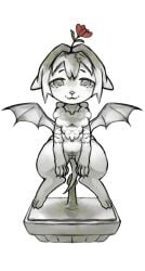 alpha_channel arknights breasts canid canine canis digital_drawing_(artwork) digital_media_(artwork) domestic_dog feet full-length_portrait genitals hair hi_res hypergryph linye mammal nipples nude portrait sculpture simple_background smiley_face solo statue studio_montagne tail the_questioning_statue_(arknights) wings