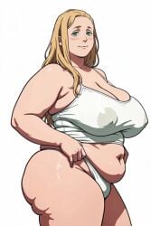 1girls ai_generated animated areolae_visible_through_clothing armpit_crease ass bare_shoulders belly belly_overhang big_belly blonde_hair blush camisole cellulite chunky contrapposto dancing erect_nipples_under_clothes fat fat_female fat_mons forehead from_side green_eyes hair_down hip_sway jiggle_physics jiggling_breasts large_areolae large_breasts light-skinned_female long_hair looking_at_viewer no_sound original overweight_female panties panty_lift parted_lips shaking_hips simple_background skin_tight skindentation smiling_at_viewer smutma solo_female standing suggestive tagme underwear_lift video white_background