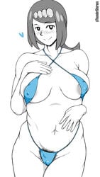 1girls big_breasts blush eye_contact female lana's_mother_(pokemon) large_breasts long_hair looking_at_viewer mature_female micro_bikini milf mob_face mother nintendo partially_colored pokemon pokemon_sm pubic_hair thighs thundersharxxx