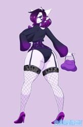 1girls alternate_skin_color anthro anthrofied ass female frowntown gardevoir high_heels humanoid lav_(frowntown) long_hair nintendo pokemon pokemon_(species) pokemon_rse purple_skin thick_thighs thighhighs thighs white_skin