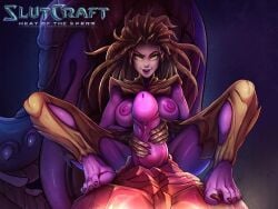 alien alien_girl barefoot blizzard_entertainment dreadlocks fan_game feet feet_on_chest female female_on_feral handjob hydralisk large_penis male/female nude nude_female purple_skin queen_of_blades sarah_kerrigan shadow_portal slutcraft smiling starcraft starcraft_2 toenails xenophilia yellow_eyes zerg zoophilia