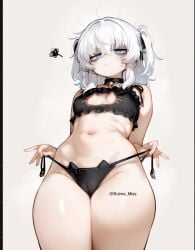 1girls ai_generated belly_button bikini bikini_bottom bikini_top blue_eyes bra cameltoe catgirl commission dungeons_and_dragons lily_buns mage mostly_nude oatmealdood oblivion oc original pale-skinned_female pawprint pulling_panties shortstack skyrim slim_thick slim_waist submissive_female suggestive_gesture suggestive_pose the_elder_scrolls thick_thighs underwear white_hair
