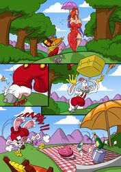 anthro comic disney falling furry jessica_rabbit kogeikun male picnic picnic_basket picnic_blanket roger_rabbit tagme tripping who_framed_roger_rabbit