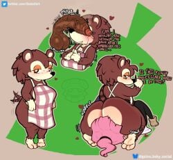 3_toes 4_fingers animal_crossing anthro anus apron aroused artist_logo ass balls big_balls big_breasts big_butt big_penis black_nose bluesky_handle blush blushing_profusely bodily_fluids breasts brown_eyes butt_jiggle chest_tuft churning_balls clothing dark_body dark_skin dialogue disembodied_penis dress drooling duo eulipotyphlan eyeliner facesitting fair_skin feet female female/female fingers fingers_together footwear freckled_face freckles gaizo genital_fluids genitals hair heart_symbol hedgehog huge_balls huge_butt human imminent_sex jiggling kaizoart leaf_(animal_crossing) leaking_precum leggings legwear logo looking_at_another looking_at_viewer looking_back lying makeup male male/female mammal markings motion_lines musky_penis nintendo on_back onomatopoeia outline pattern_clothing penis pink_hair plaid plaid_clothing ponytail precum precum_on_face pubes quill_hair quills_(anatomy) round_ears sable_able saliva sewing_needle shake_lines shoes short_tail sitting_on_another slightly_chubby snout sound_effects string striped_markings striped_tail stripes tail tail_markings tail_motion tailwag text thick_thighs throbbing throbbing_penis toes tuft twitter_handle villager_(animal_crossing) wide_hips
