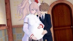 1girl1boy 1male1female 3d 3d_(artwork) blushing blushing_female couple couple_(romantic) danganronpa danganronpa:_trigger_happy_havoc danganronpa_(series) enjoying_pregnancy enoshima_junko junko_enoshima makoto_naegi naegi_makoto pregnancy pregnant pregnant_belly pregnant_female wholesome wholesome_couple wholesome_pregnancy