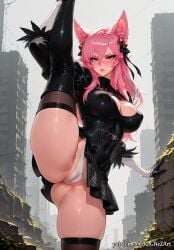 2025 ahri ahri_(league_of_legends) ai_generated animal_ears anime ass bell black_dress black_thighhighs blue_eyes blush boots breasts buttocks cameltoe cat_ears cleavage cleavage_cutout clothing_cutout cosplay covered_navel covered_nipples crossover dress eye_contact facial_mark feather-trimmed_sleeves female female_focus female_only flushed fox_ears gloves hair_accessory hair_bell hair_between_eyes hair_ornament handwear high_heels highleg highres huge_breasts large_breasts league_of_legends leg_lift leg_up leotard long_hair long_sleeves looking_at_viewer miqo'te nsfw outdoors panties patreon pink_hair puffy_sleeves riot_games rognezart ruins solo spirit_blossom_ahri split standing standing_on_one_leg standing_split thick_thighs thigh_boots thighhighs thighhighs_under_boots thighs underwear very_long_hair whisker_markings white_panties yorha_no._2_type_b