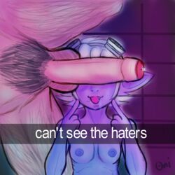 cant_see_the_haters club drooling huge_cock large_penis league_of_legends meme oni_draws oral penis_over_eyes pointing_at_self precum pubic_hair shortstack snapchat stray_pubic_hair tristana white_hair yordle