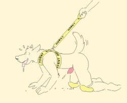 2019 all_fours animal_genitalia animal_penis anthro bodily_fluids breath canid canine canine_penis canis clothing cum disembodied_hand domestic_dog domination duo ears_down embarrassed erection flustered fur genital_fluids genitals harness knee_pads leash leash_pull line_art lust male male_focus mammal nude nuzzle_(artist) open_mouth panting penis petplay pivoted_ears puppyplay raised_tail roleplay saliva_drip simple_background solo_focus submissive submissive_male sweat sweatdrop text text_on_clothing tongue tongue_out yellow_leash