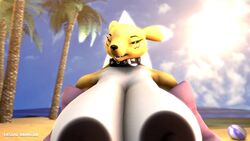 3d animated anthro breasts collar cowgirl_position digimon female fox kasdaq no_sound renamon sex shorter_than_10_seconds tagme video