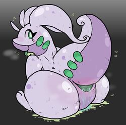 anthro bahamutgreen big_butt goodra looking_back nintendo pokémon_(species) pokemon pokemon_(species) pussy_juice slime sweat tail tail_up tongue_out