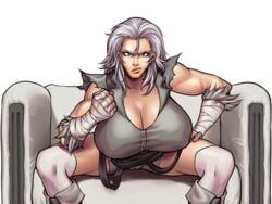 behelda_(legend_of_queen_opala) blacksmith breasts gray_hair large_breasts legend_of_queen_opala milf r_ex red_eyes tagme