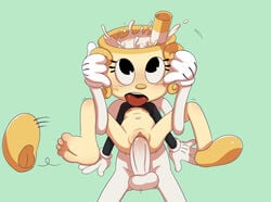 1boy 1girls animate_inanimate anthro areola clitoris cuphead:_the_delicious_last_course cuphead_(game) erect_nipples female flat_chest flat_chested footwear for_a_head full_nelson full_nelson_(legs_held) full_nelson_vaginal gloves grabbing_handle handles_on_head handwear humanoid legs_held_open male missing_shoe ms._chalice nipples object_head on_bottom on_top open_mouth padoga penetration sex standing_full_nelson straight vaginal_penetration video_games young