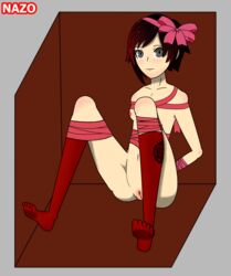 bondage girl_in_a_box in_container nazosempai nude red_hair ruby_rose rwby silver_eyes