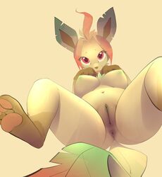 <3_eyes 2020 absurd_res anthro anus ass b-epon breasts canid canine clitoris digital_media_(artwork) eeveelution female fur genitals hair heart hi_res leafeon looking_at_viewer mammal navel nintendo nipples nude pawpads paws pokemon pokemon_(species) pussy red_eyes simple_background smile solo tongue tongue_out tuft under_boob video_games