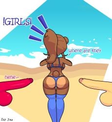 1girls 2futas anthro ass back back_view backboob beach big_ass big_breasts big_penis bikini bikini_bottom bikini_top breasts cally3d chica_(cally3d) chica_(fnaf) chiku chiku_(cryptia) clazzey clothed clothing cryptiacurves dialogue english_text erection faceless faceless_character faceless_futanari fazclaire's_nightclub female female_focus fexa fexa_(cryptia) five_nights_at_freddy's fnaf foxy_(cally3d) foxy_(fnaf) freddy_(fnaf) fredina's_nightclub fredina_(cally3d) frenni_(cryptia) frenni_fazclaire furry futanari looking_back mostly_nude prank_em_john scottgames self_upload shy_jaz solo_focus standing stockings text