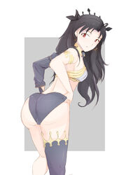 1girls 9_9bird ass ass_focus black_hair bubble_butt fate/stay_night fate_(series) ishtar_(fate) kkyz13 long_hair looking_back solo undressing