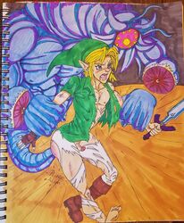 adult_link anal_sex bongo_bongo femboy link link_(ocarina_of_time) master_sword monster ocarina_of_time princeadam rape ripped_clothing ripped_pants the_legend_of_zelda traditional_media_(artwork) yaoi