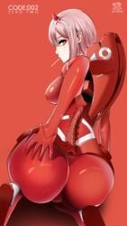 ass ass_grab big_breasts darling_in_the_franxx green_eyes pink_hair the_atko thick_ass tight_clothing zero_two_(darling_in_the_franxx)