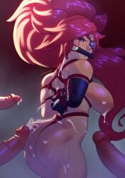 1girls 3boys amputee areolae ass baiken big_breasts bondage breasts cum cum_on_ass cum_on_breasts erect_penis eye_patch female guilty_gear long_hair mouth_gag multiple_boys nipples penis playzholder red_eyes red_hair scar sideboob standing thick_thighs thighs tied tied_hands