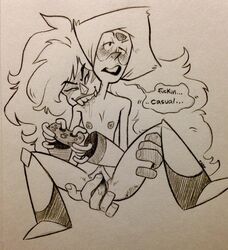 biting_neck controller fangs fingering flat_chest gaming jasper_(steven_universe) limb_enhancers peridot_(steven_universe) saliva spread_legs steven_universe tagme yuri