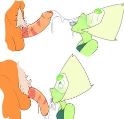 blush fellatio futanari jasper_(steven_universe) peridot_(steven_universe) saliva saliva_trail sleeptalker steven_universe tagme tears tongue_out