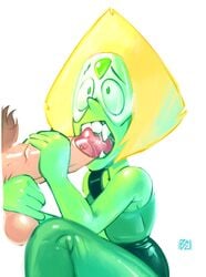 badrainbow fangs fellatio peridot_(steven_universe) steven_universe tagme testicle_grab visor