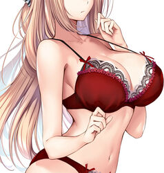 amagi_brilliant_park bra breasts large_breasts lingerie panties red_underwear sento_isuzu solo solo_female