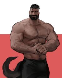 beard claws dopq male male_only muscular_male smiling_at_viewer solo_male tail werewolf