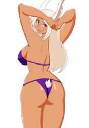 1girls alpha_channel back_view bikini bunny_ears bunny_tail dark-skinned_female dark_skin female female_only for_sticker_use looking_at_viewer looking_back miruko my_hero_academia pervyangel png rumi_usagiyama solo sticker_template transparent_background transparent_png