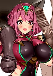 1girls 2boys armor bangs bar_censor big_breasts bimbo blush bodysuit breasts censored circlet colored earrings erect_nipples erection eyebrows eyebrows_visible_through_hair female happy holding_penis horny horse horse_penis horsecock huge_breasts huge_cock hyper_penis imminent_sex impossible_bodysuit impossible_clothes jewelry large_breasts looking_at_viewer mosaic_censoring multiple_boys nintendo nipple_bulge nipples open_mouth penis penis_grab pyra short_hair simple_background smile sruzhrt swept_bangs tagme tears upper_body xenoblade_(series) xenoblade_chronicles_2 zoophilia