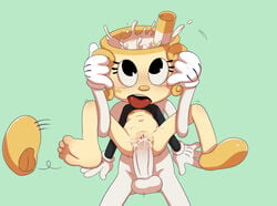 1boy 1girls animate_inanimate anthro bodily_fluids cum cum_in_pussy cum_inside cuphead:_the_delicious_last_course cuphead_(game) female flat_chest footwear for_a_head full_nelson full_nelson_(legs_held) full_nelson_vaginal genital_fluids gloves grabbing_handle handles_on_head handwear humanoid legs_held_open male missing_shoe ms._chalice object_head on_bottom on_top open_mouth padoga penetration sex standing_full_nelson straight vaginal vaginal_penetration video_games young