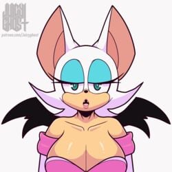 1girls animated anthro bat bat_wings big_breasts blue_eyeshadow bouncing_breasts cleavage clothing female female_only gif jiggle juicyghost rouge_the_bat sega shortstack solo solo_female sonic_(series) tan white_hair