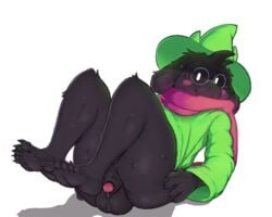 1boy 2018 2d 5:4 5_toes alpha_channel anthro anthro_male anthro_only ass balls big_balls biped black_balls black_body black_fur black_penis blush blush_stickers bodily_fluids bottomless bovid caprine cheek_tuft claws clothed clothing deltarune dripping empty_eyes eyewear facial_tuft feet flaccid fur furgonomics furry furry_male furry_only genital_fluids genitals glans glasses goat hat headgear headwear holding_butt humanoid humanoid_feet humanoid_genitalia humanoid_male humanoid_only humanoid_penis legs_up looking_at_viewer loose_shirt male male_only mammal penis pince-nez pink_glans pink_scarf plantigrade precum precum_drip presenting presenting_penis ralsei scarf simple_background sitting smile soles solo solo_male thick_thighs toes transparent_background tuft uncut undertale_(series) video_games white_eyes wizard_hat zackary911