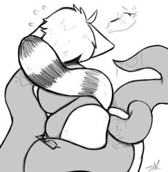 ailurid allurid anal anal_sex anthro ass big_butt big_ears blush bound_by_tentacles closed_eyes double_penetration eyewear fluffy fluffy_tail glasses hair jude_(artist) kirli male mammal monochrome penetration red_panda sketch solo tentacle