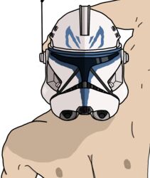 1boy 1male 501st_clone_trooper captain_rex clone_trooper clone_wars color helmet male_only muscular no_face no_sex plain_background shirtless star_wars star_wars:_the_clone_wars wearing_helmet white_background