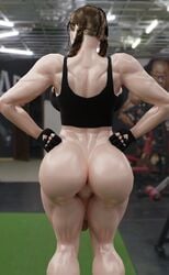 1futa 3d 3d_(artwork) ass back back_view backsack balls black_nails blender blender_(software) bottomless breasts brown_hair fingerless_gloves flaccid futa_only futanari gym huge_ass huge_breasts huge_cock implants long_hair muscular muscular_male nat penis pose solo solo_futa sports_bra standing thick_ass thick_penis thick_thighs twintails white_skin wide_hips xauk