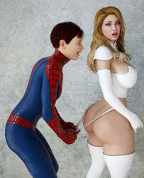 1boy 1boy1girl 1girls 3d 3d_(artwork) apple_butt arm_sleeves ass big_ass big_breasts blonde_hair blue_eyes bodysuit breasts bully bullying butt cleavage commission corset corset_bra cropped_legs curvaceous curves curvy curvy_figure dimples_of_venus drool drooling elbow_gloves emma_frost eyeshadow female femsub front_view g-string gloves guhzcoituz height_difference heterochromia huge_breasts kneesocks large_breasts larger_female lip_gloss lipstick long_gloves long_hair looking_at_viewer makeup maledom marvel marvel_comics mature_female midriff mutant older_female older_woman_and_younger_boy open_mouth panties panties_pull panty_pull peter_parker pink_lips prank round_ass shocked shoulder_pads small_dom_big_sub smaller_male spider-man spider-man_(series) stockings straight straight_hair superhero superheroine surprised thick_ass thick_legs thick_thighs thigh_boots thigh_high_boots thighhighs thighs thin_waist thong underwear voluptuous waist wedgie white_armwear white_clothing white_corset white_legwear white_panties white_queen white_thighhighs white_thong wide_hips x-men younger_male