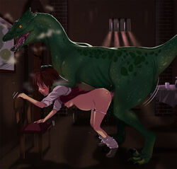 1girls 3_toes arm_support ass bars bent_over big_dom_small_sub blush breasts brick_wall brown_hair censored chair claws closed_eyes clothing dinosaur door duo edit female female_on_feral feral from_behind green_body green_markings green_scales gujira hairless hand_on_shoulder hi_res holly_(monster_farm) human human_on_feral indoors interspecies looking_pleasured male mammal markings monster monster_farm nipples open_mouth panties panties_down pants pants_down paws penetration penis pink_panties pregnant prison pussy_juice reproduction saliva scalie sex shirt shirt_lift shoes side_view size_difference spots spread_legs standing straight sweat table teenager third-party_edit toes underwear vaginal_penetration wide_eyed window wooden_chair x-ray yellow_eyes young zoophilia zuum_(monster_rancher)