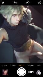 1boy 3d 3d_(artwork) cloud_strife erection femboy final_fantasy final_fantasy_vii final_fantasy_vii_remake girly irispoplar looking_at_viewer male male_only penis selfie solo source_filmmaker square_enix trap yaoi