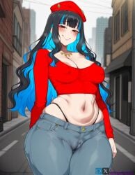 1girls ai_generated angel_yukkis anus ass big_ass big_breasts big_tits black_thong breasts curvy curvy_female curvy_figure day fat_ass fate/grand_order fate_(series) female female_only jeans oppai pussy pussy_juice sexy_female sexy_pose shirt street sweat tenochtitlan_(fate) thong tits voluptuous_female