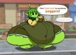 2026 alien alien_girl alien_humanoid bbw big_belly burger chubby dialogue fat fat_ass huge_thighs mii nintendo overweight thickandtwisted tomodachi_life tomodachi_life:_living_the_dream