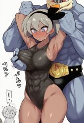 1boy 1girls abs ai_generated bare_arms bare_legs bare_shoulders bare_thighs bea_(pokemon) big_breasts big_penis color dark_skin dark_skinned_female female fit_female game_freak grey_hair gym_leader hi_res huge_cock large_breasts machamp male male/female massive_penis muscles muscular muscular_arms muscular_female muscular_male nintendo nipples nude nude_female nude_male pokemon pokemon_ss pokemon_trainer short_hair thick_thighs wizai