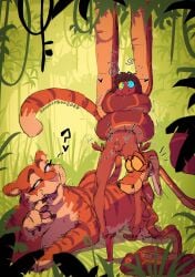 <3 1boy animal balls black_hair coiling dark-skinned_male dark_skin disney djuuicebox drooling hi_res hypnotized kaa kaa_eyes male mowgli nude nude_male orgasm penis shere_khan small_penis snake spontaneous_ejaculation the_jungle_book tiger wavy_mouth wide_eyed