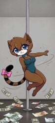 ai_generated brown_skin female female_only furry furry_only kit_community pole_dancing solo solo_female strip_club