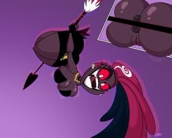 1girls amazon_prime anus big_ass bottomless breasts broom broom_riding busty curvy dark-skinned_female dark_skin demon demon_girl donut_anus female female_focus female_only hazbin_hotel huge_ass puffy_anus pussy red_eyes samperez smile velvette wide_hips