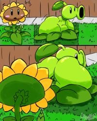 1boy ambiguous_gender anthro anthrofied anus ass breasts cum electronic_arts erection flora_fauna peashooter_(pvz) penis plant plant_humanoid plantie plants_vs._zombies plants_vs_zombies popcap_games sunflower_(pvz) tagme thick_thighs video_game_character video_games