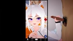 1girls 2boys 2boys1girl animated ass big_breasts breasts demenishki discreet fellatio female handjob indie_virtual_youtuber koikatsu koikatsu_(medium) male penetration penis pubic_hair purple_eyes pussy sex short_hair streaming tagme vaginal_penetration video vtuber white_hair