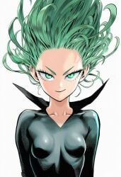 1girls 2d accurate_art_style accurate_body_type ai_generated arms_at_sides black_dress breasts breasts_apart cel_shading closed_mouth clothed clothing collarbone collared_dress curly_hair eyelashes facing_viewer female female_focus female_only flipped_hair floating_hair flowing_hair forehead front_view green_eyes green_hair high_collar high_resolution highres light-skinned_female light_skin line_art long_sleeves looking_at_viewer manga_style murata_yuusuke_(style) official_style one-punch_man perky_breasts petite pinup shiny_clothes shiny_hair shiny_skin short_hair simple_background skin_tight slender_body small_breasts solo solo_female solo_focus standing tatsumaki thin_eyebrows tight_clothing tight_dress upper_body v-shaped_eyebrows white_background